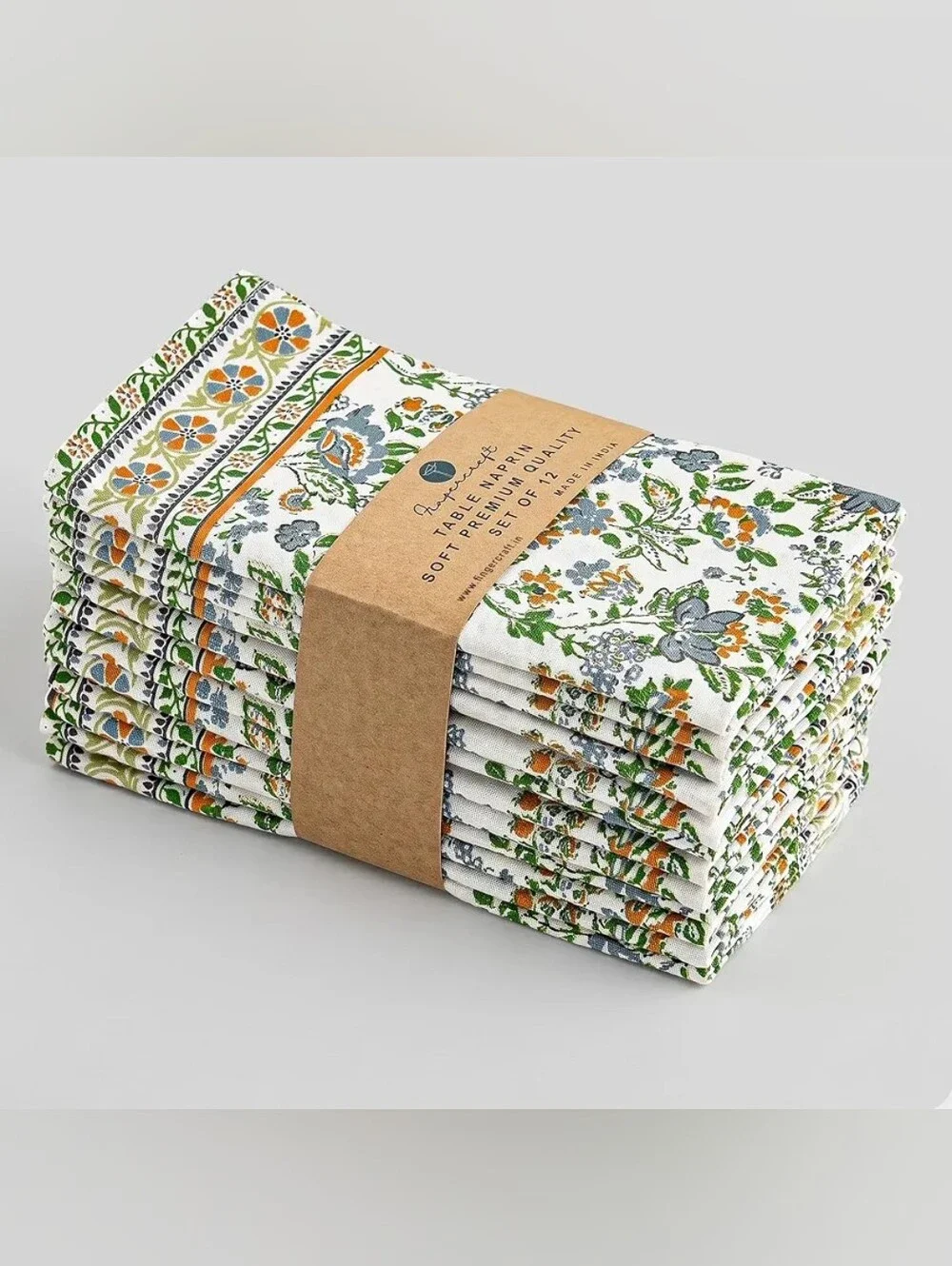 Fingercraft Set of 12 Cotton Linen Blend Soft Cloth Premium Table Napkins - NIP